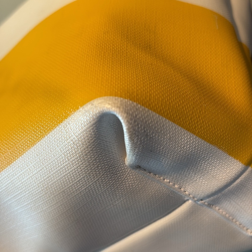 Coach  Tote  striped  yellow/white PVC   leather & patent leather trim
30511 EUC - Picture 13 of 17